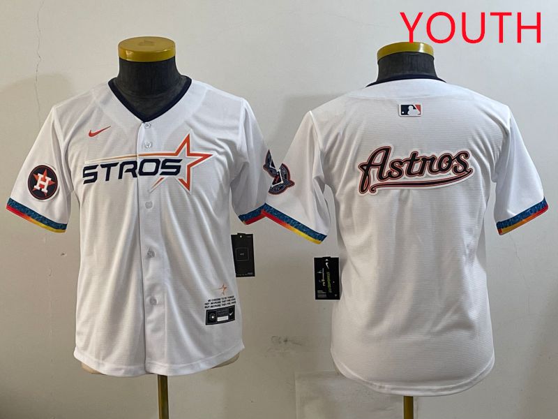 Youth Houston Astros Blank White Fourth generation Joint Name 2025 Nike MLB Jersey style 9